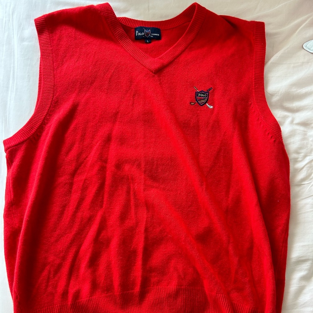 Vintage 90s Polo Ralph Lauren Red Cashmere Vest